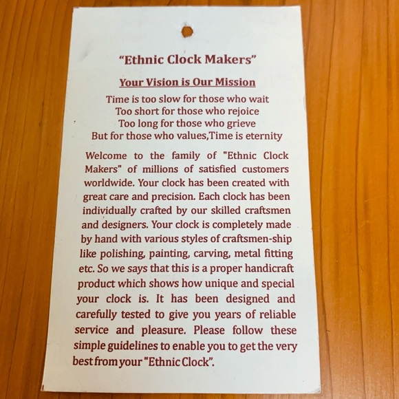 Decorative Wood Ethnic Clock Bombay India - Picture 5 of 8